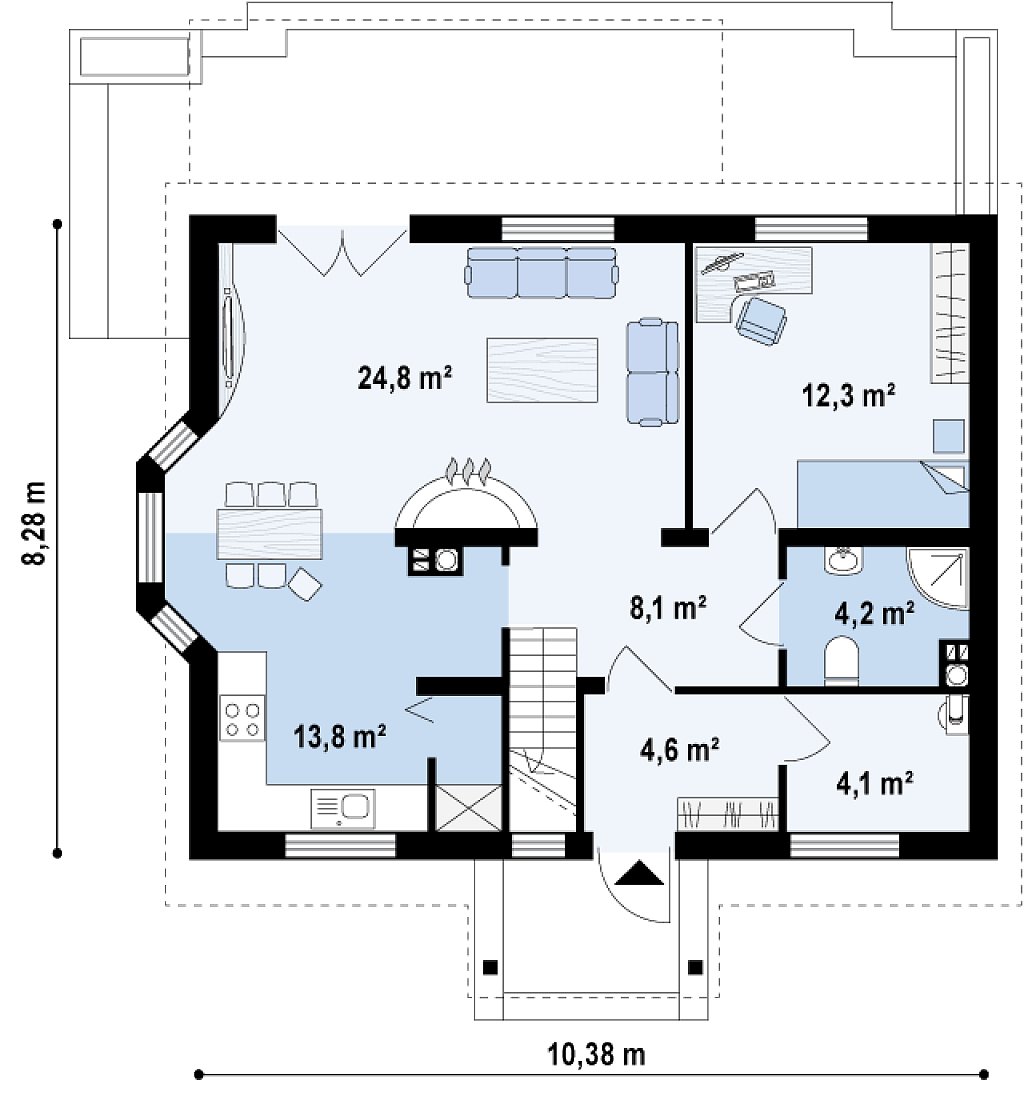 Первый этаж 72,1 м²