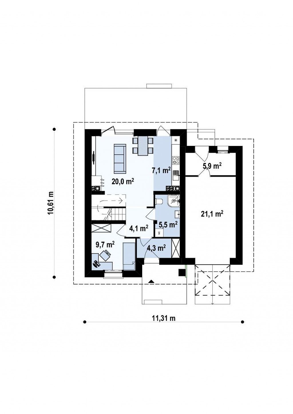 Первый этаж 84,3 м²