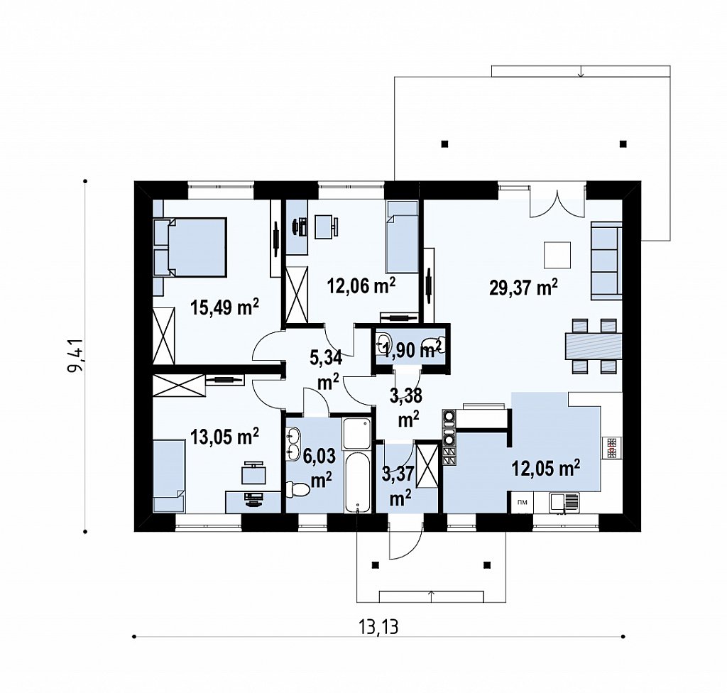 Первый этаж 109,1 м²