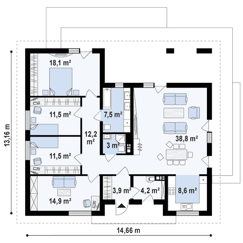 Первый этаж 134,4 м²
