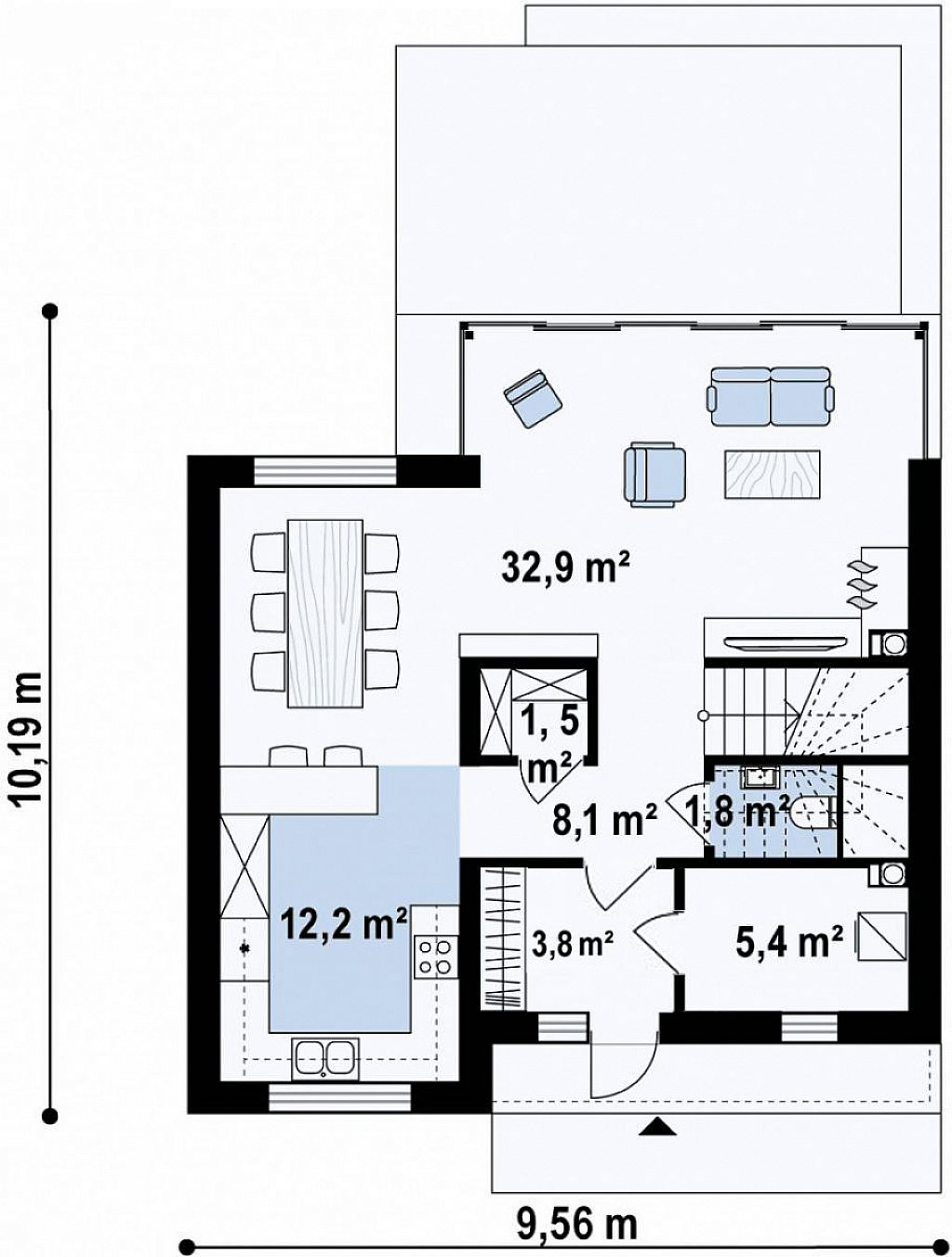 Первый этаж 65,8 м²
