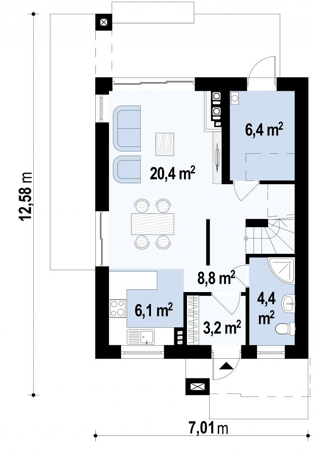 Первый этаж 58,5 м²