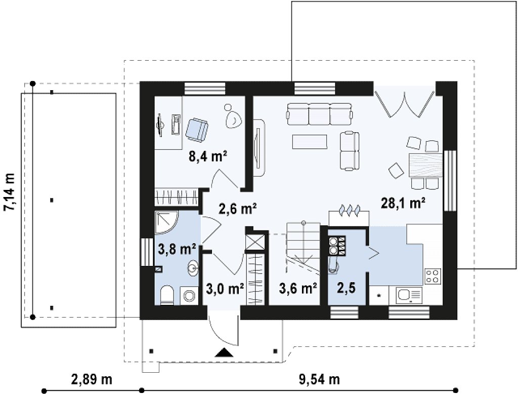Первый этаж 52,0 м²