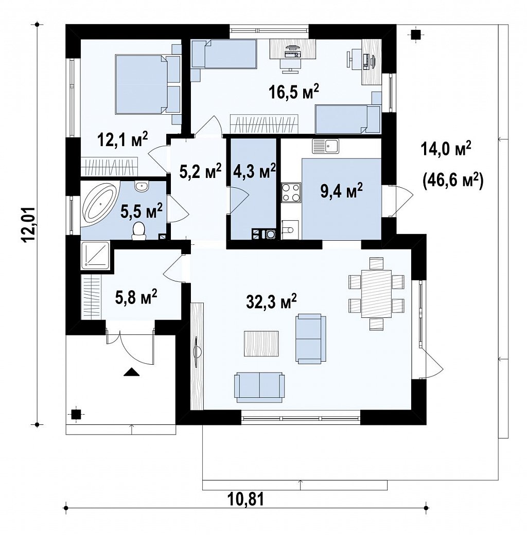 Первый этаж 104,7 м²