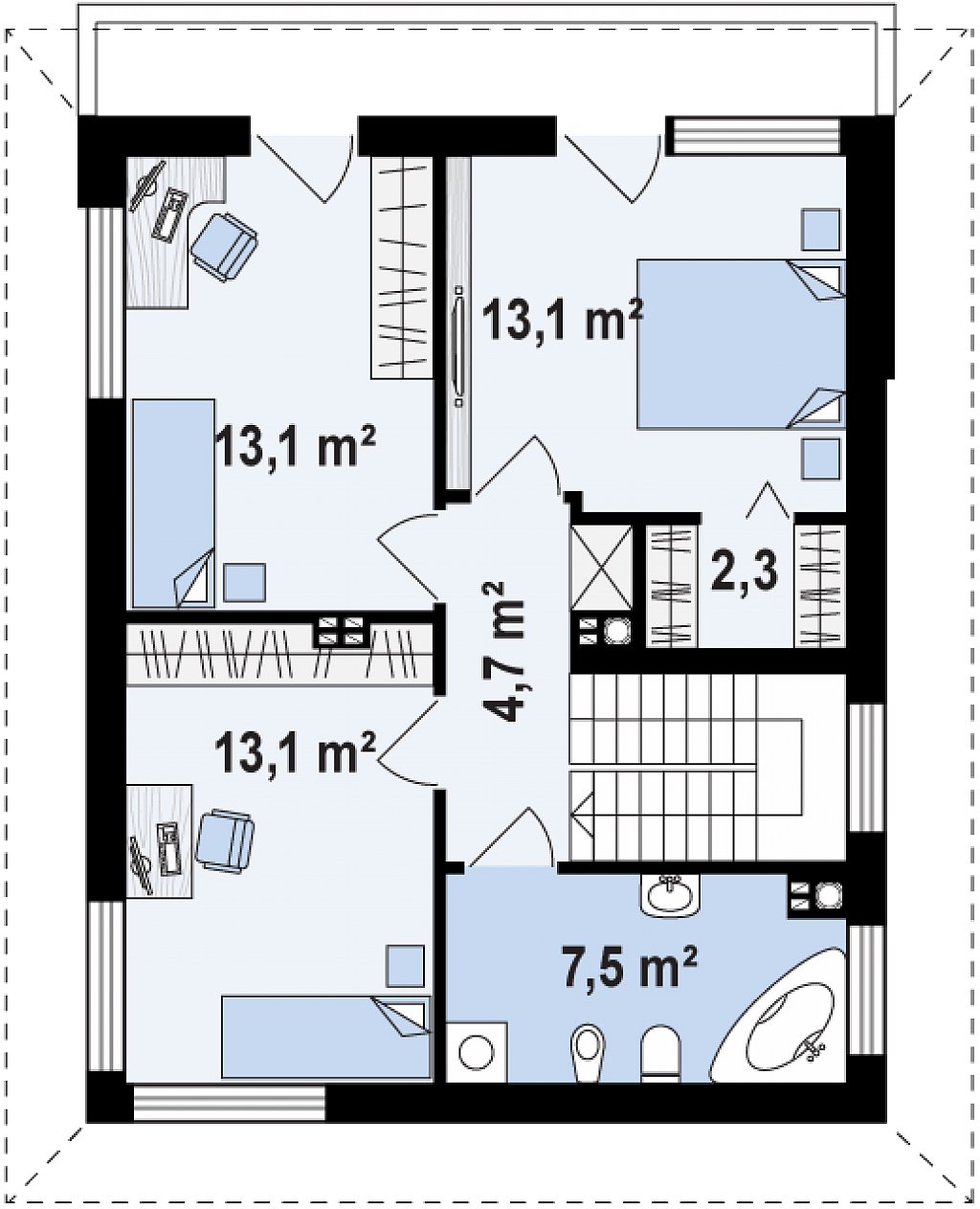 Второй этаж 53,7 м²