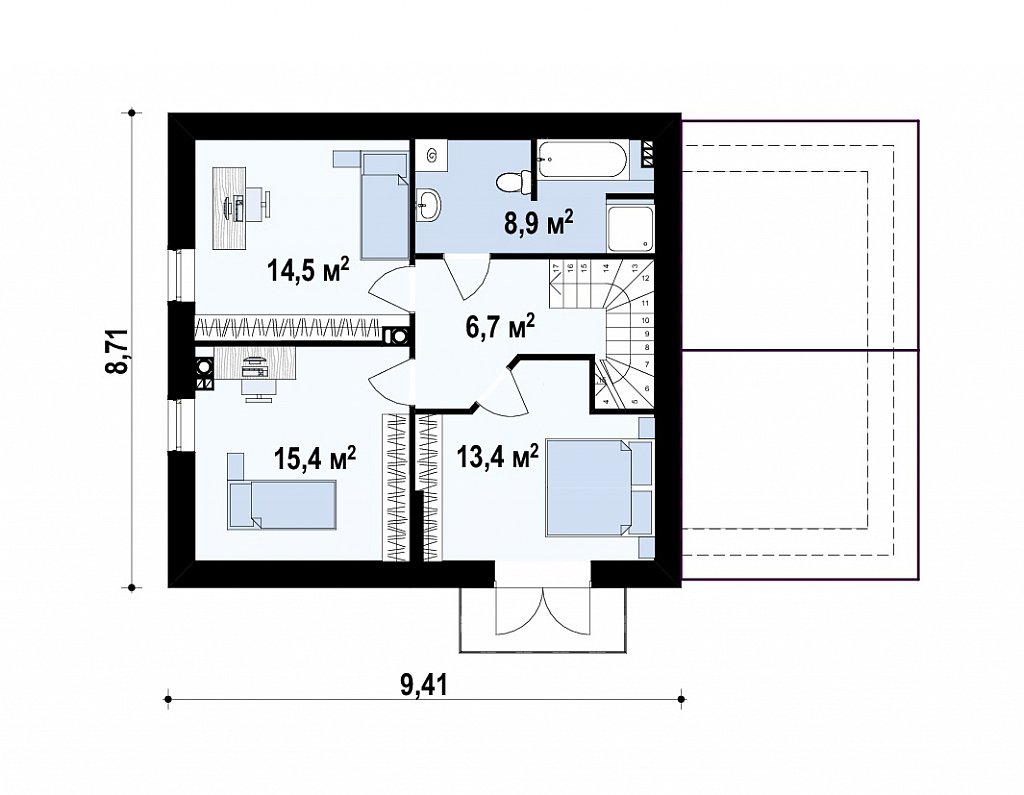 Второй этаж 55,5 м²