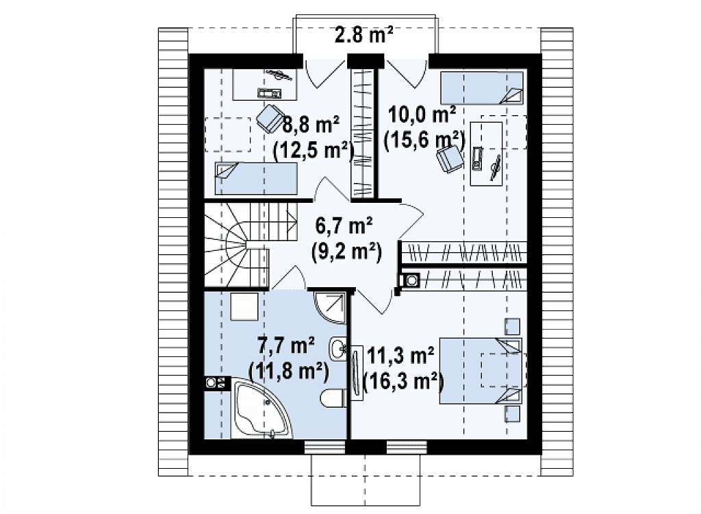 Второй этаж 65,4 м²