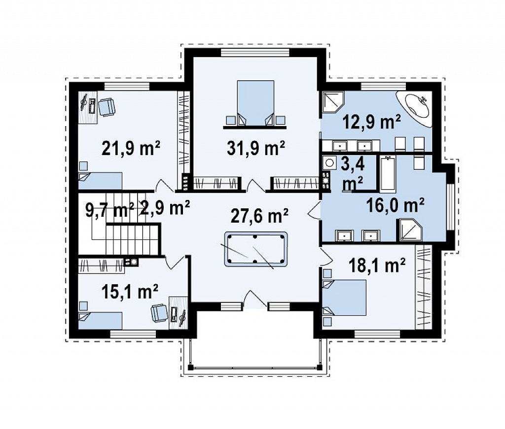 Второй этаж 159,5 м²