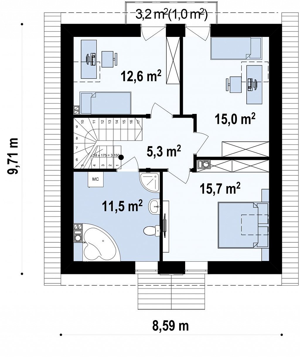 Второй этаж 60,1 м²