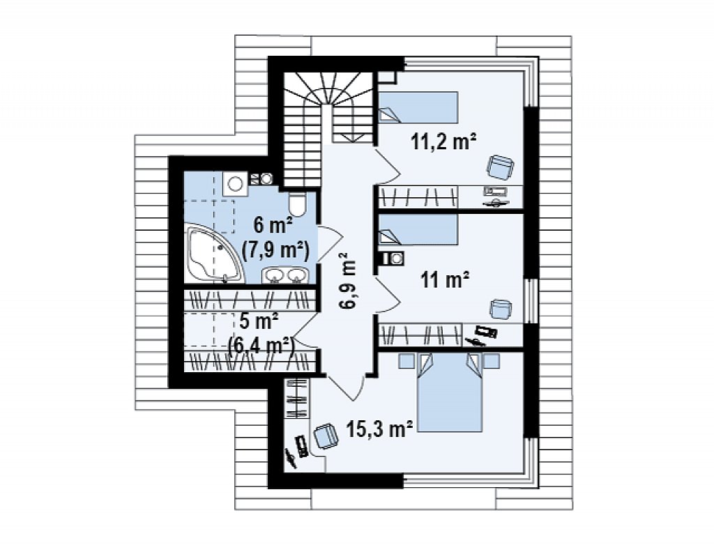 Второй этаж 58,7 м²