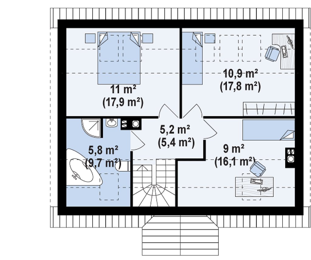 Второй этаж 66,9 м²