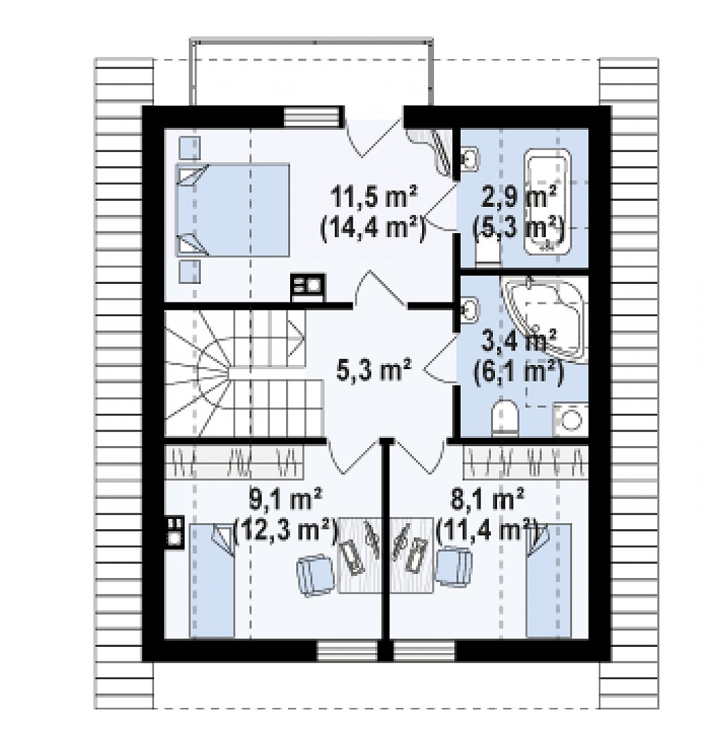 Второй этаж 55,0 м²