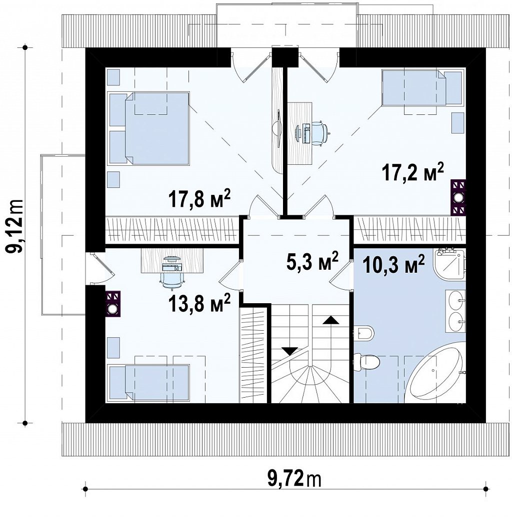 Второй этаж 64,3 м²