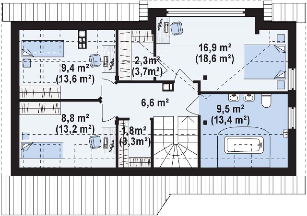 Второй этаж 72,3 м²