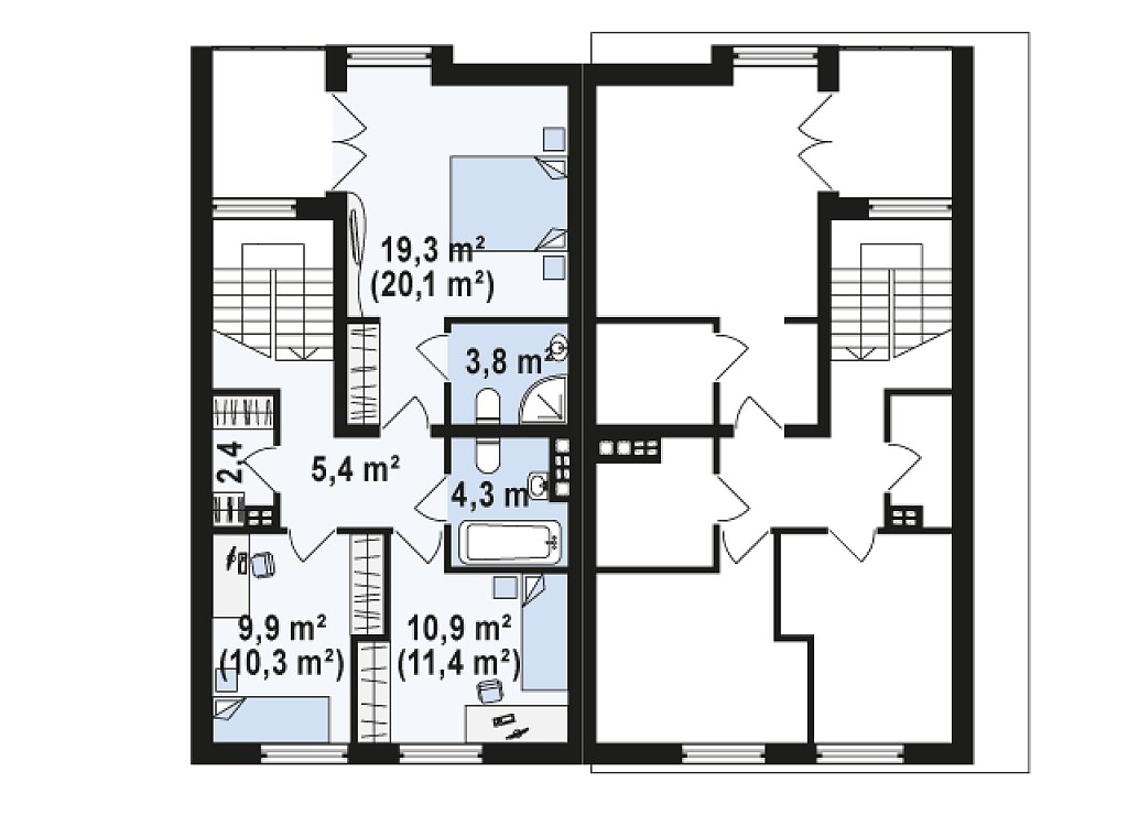 Второй этаж 57,6 м²