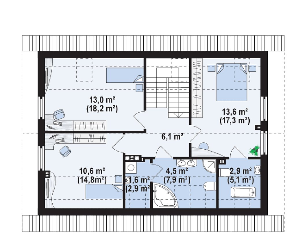 Второй этаж 72,3 м²