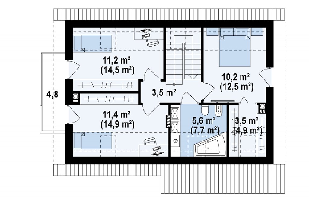Второй этаж 58,0 м²