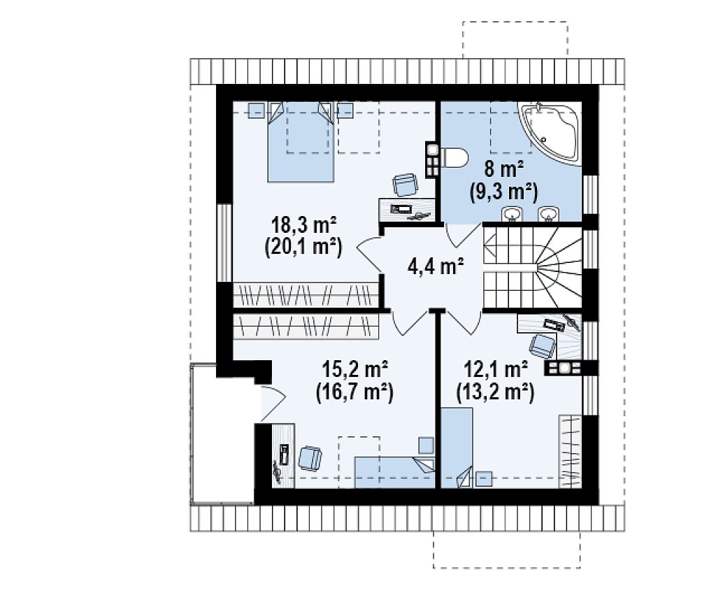 Второй этаж 63,8 м²