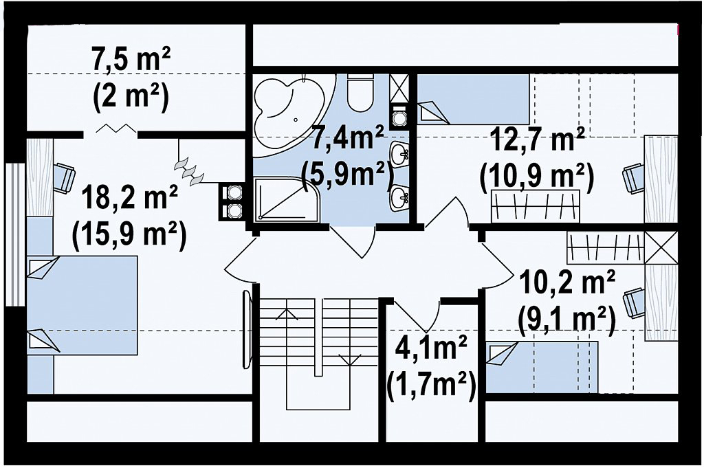 Второй этаж 73,8 м²