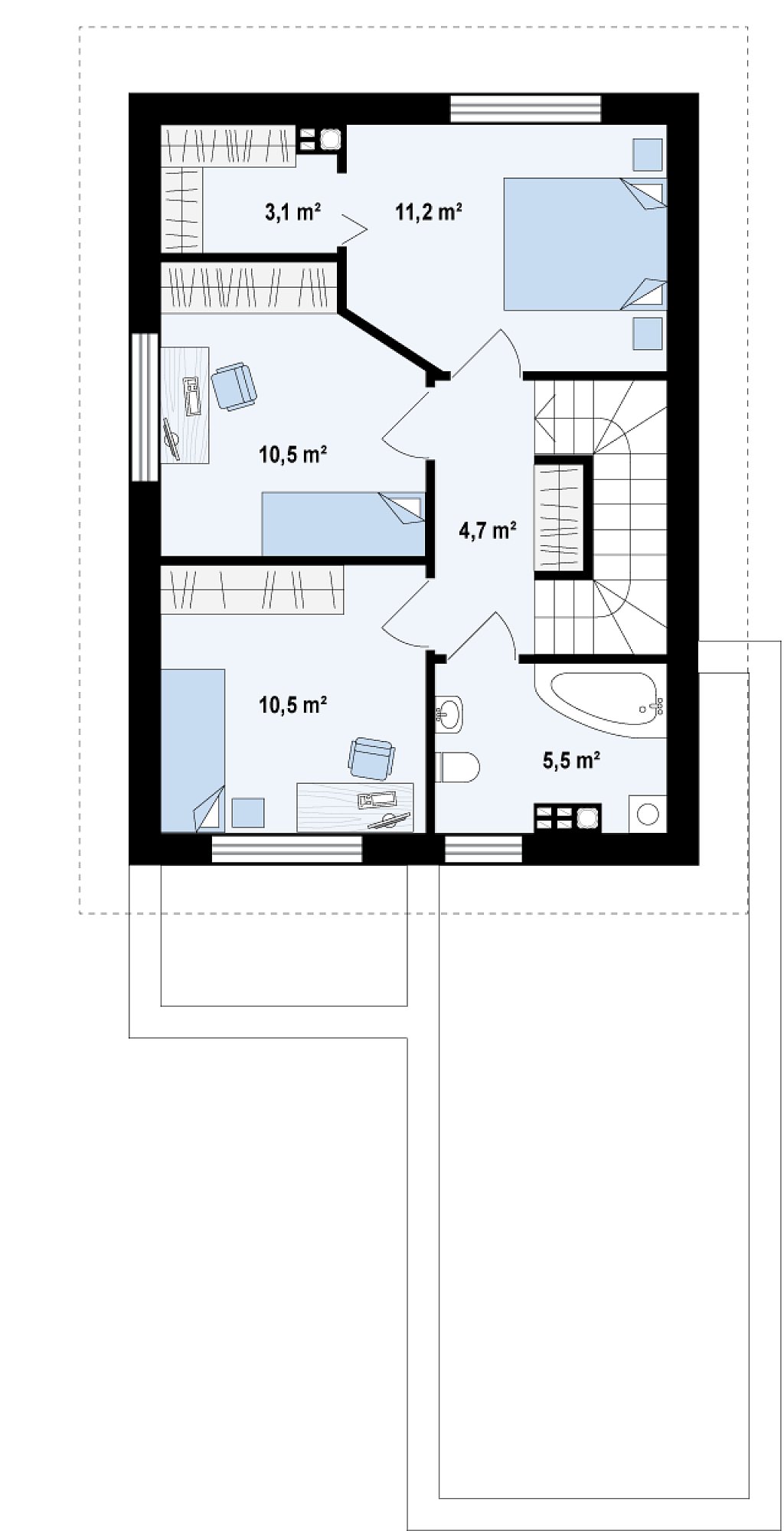 Второй этаж 45,6 м²