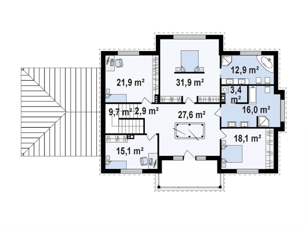 Второй этаж 152,7 м²