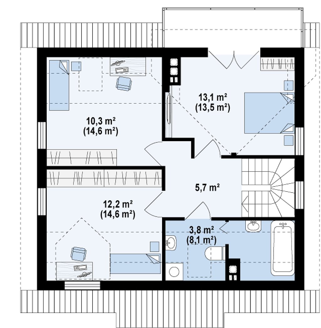 Второй этаж 56,6 м²
