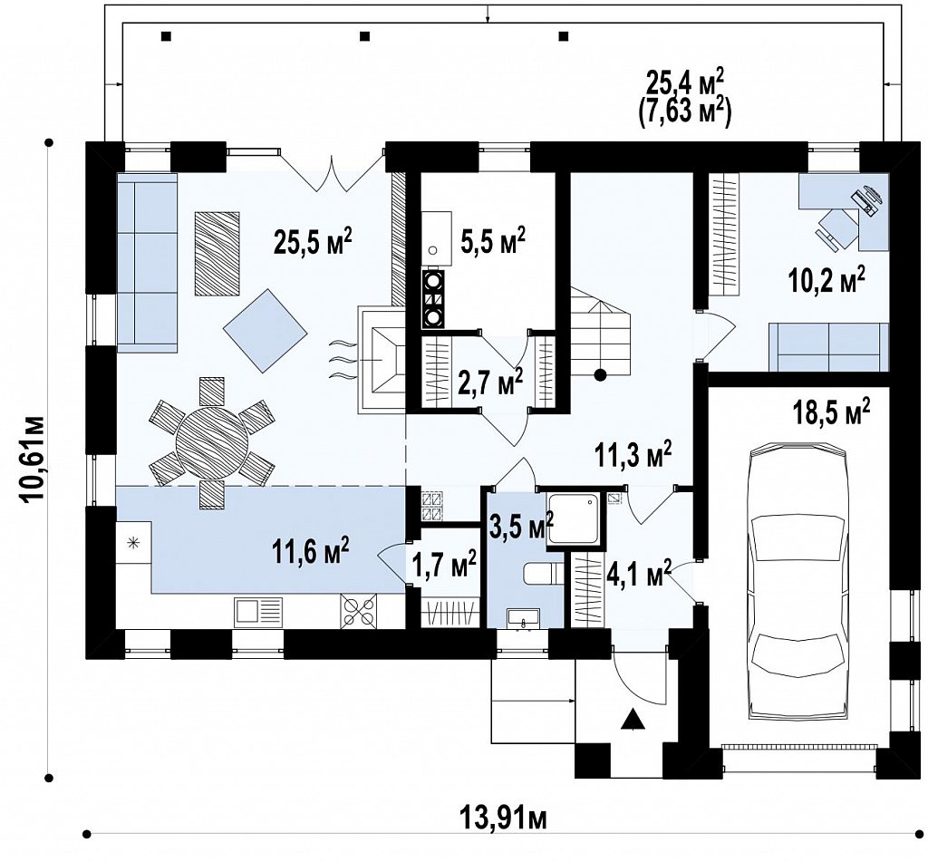 Первый этаж 95,6 м²