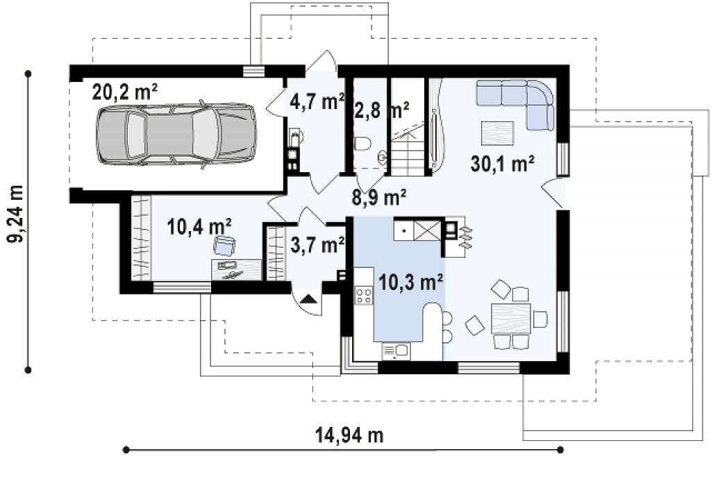 Первый этаж 91,1 м²