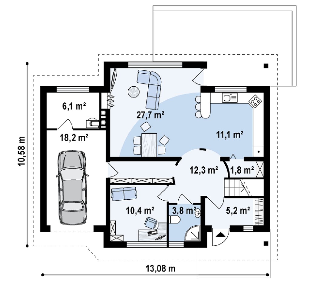 Первый этаж 96,6 м²