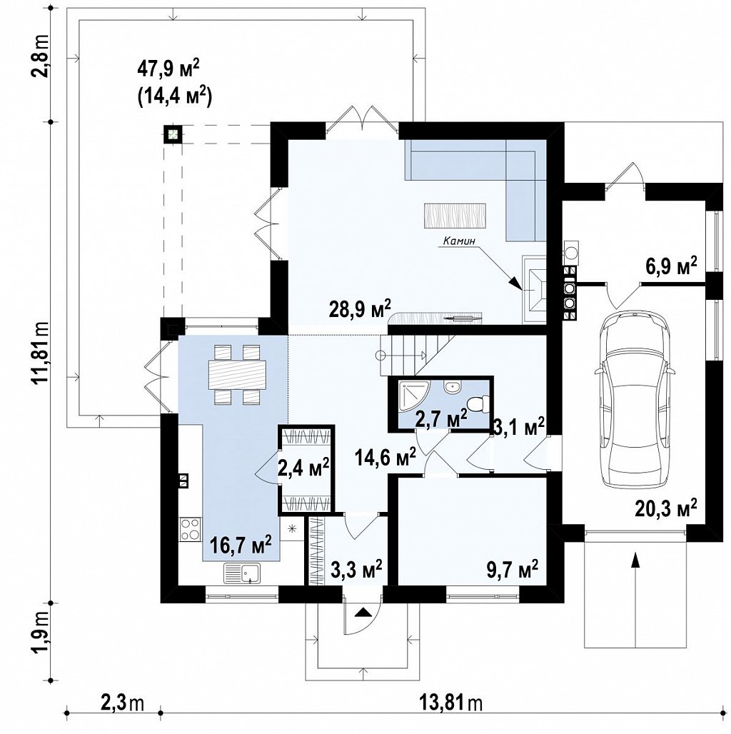 Первый этаж 154,1 м²