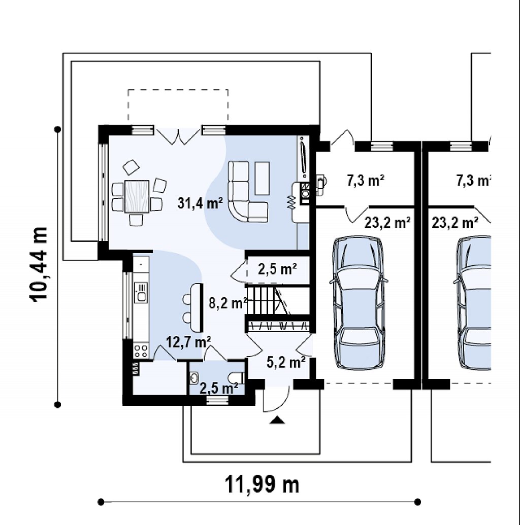 Первый этаж 92,9 м²