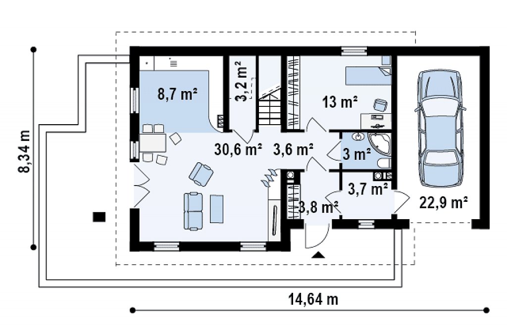 Первый этаж 92,4 м²