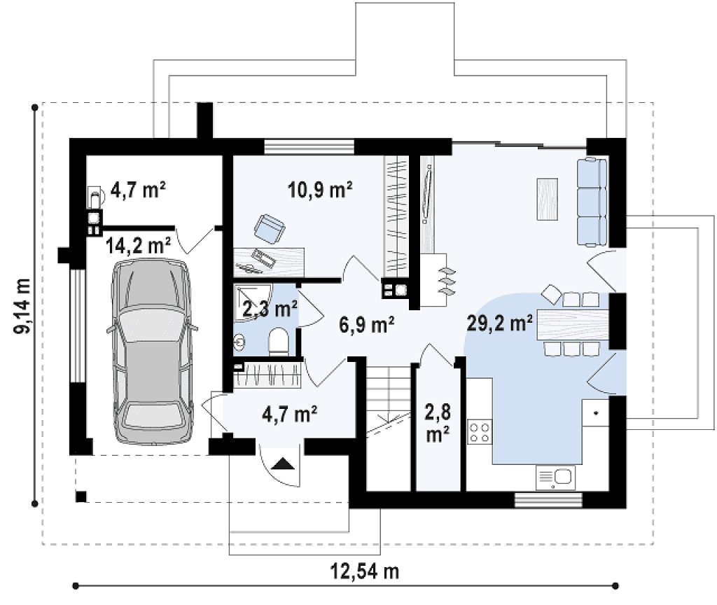 Первый этаж 76,4 м²