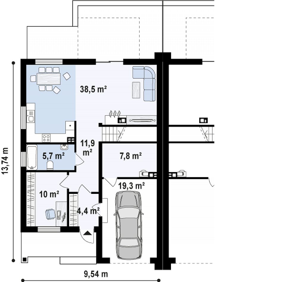 Первый этаж 97,4 м²