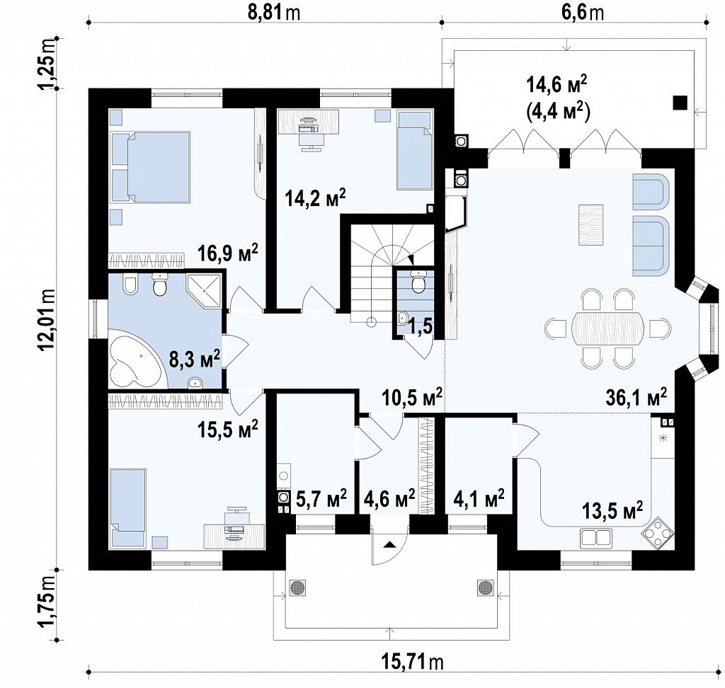 Первый этаж 137,6 м²