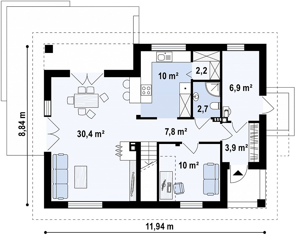 Первый этаж 75,0 м²