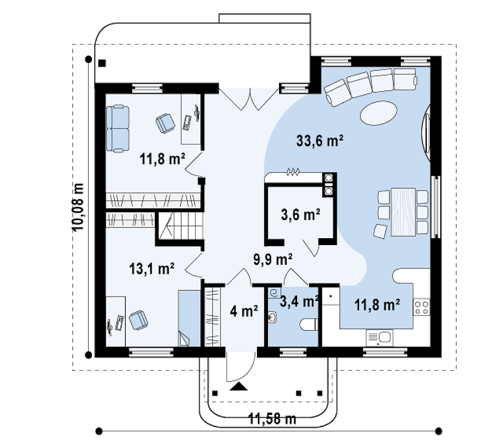 Первый этаж 91,2 м²