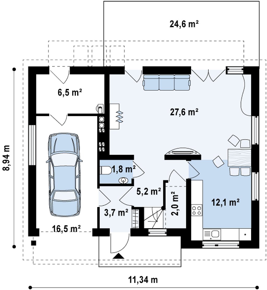 Первый этаж 75,4 м²