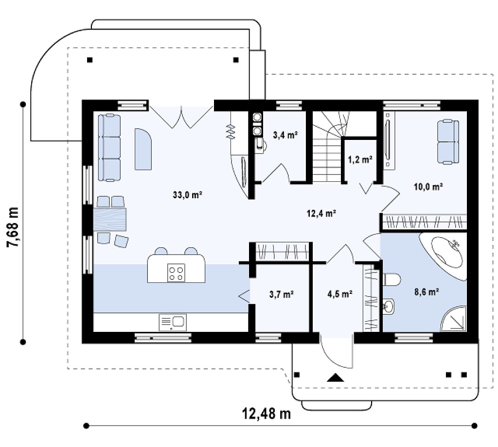 Первый этаж 76,8 м²