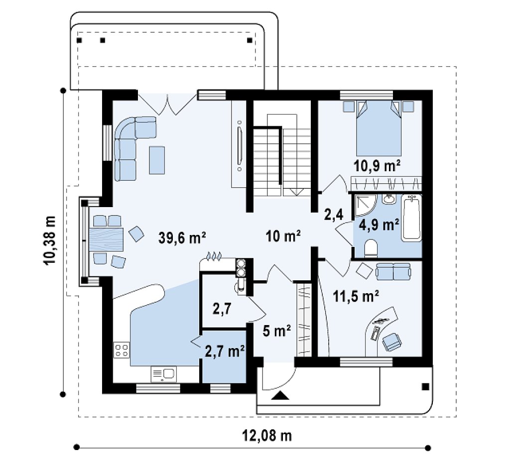 Первый этаж 89,7 м²