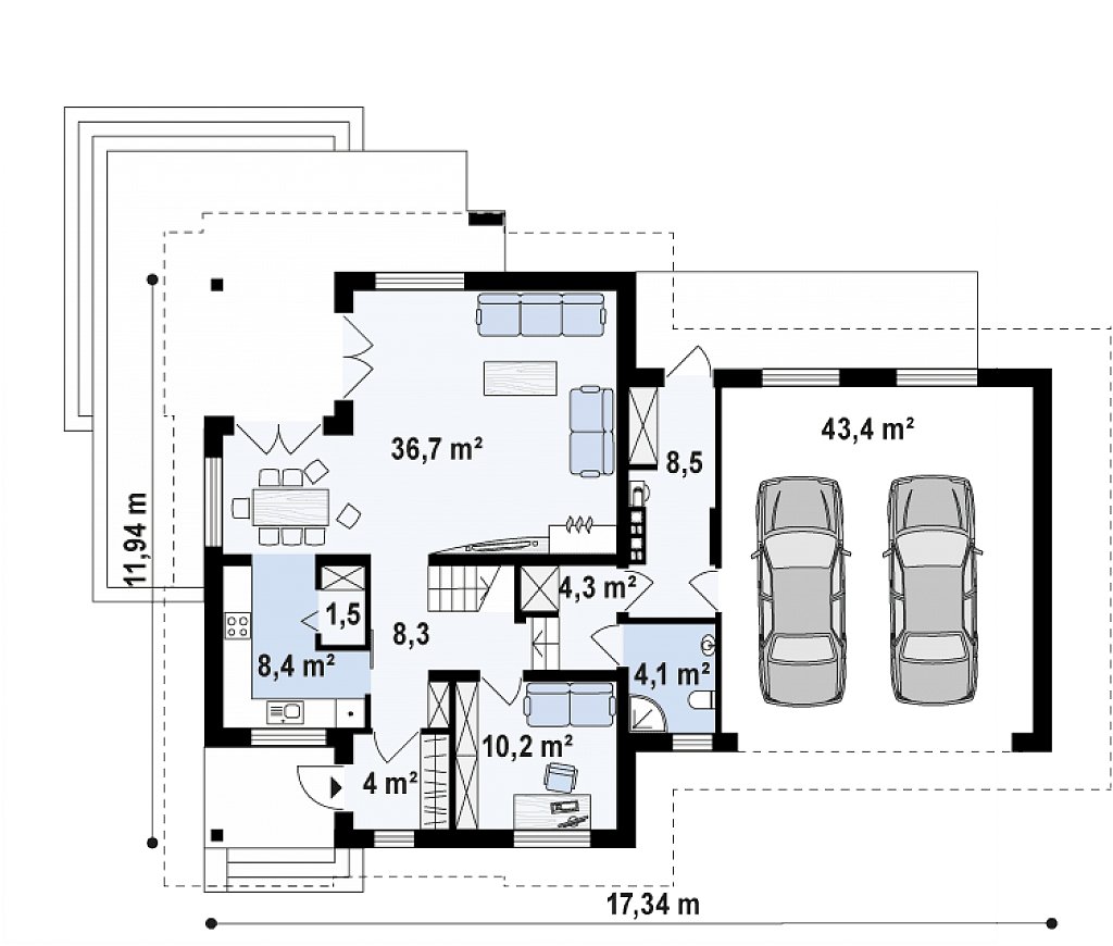 Первый этаж 129,4 м²