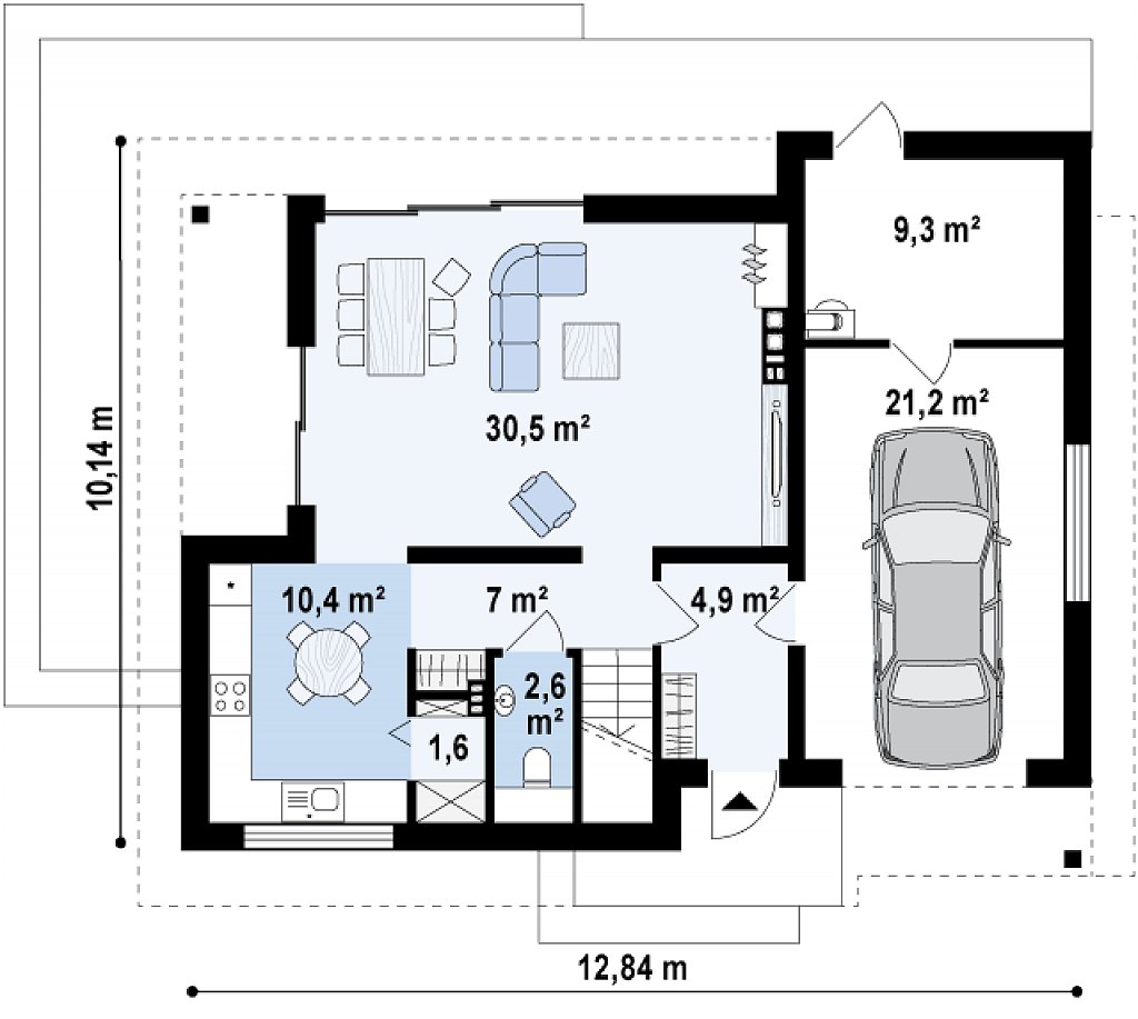 Первый этаж 87,6 м²