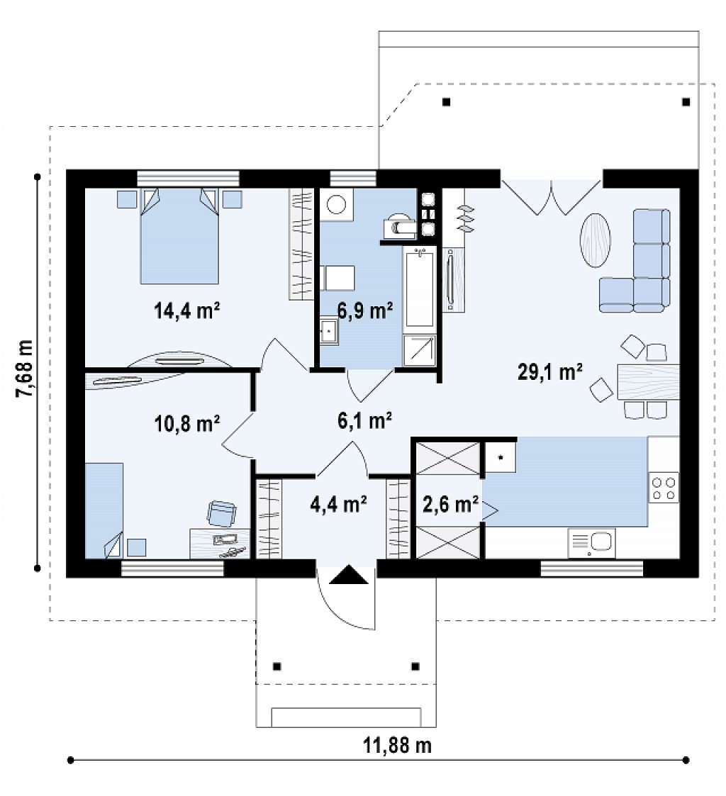 Первый этаж 74,5 м²