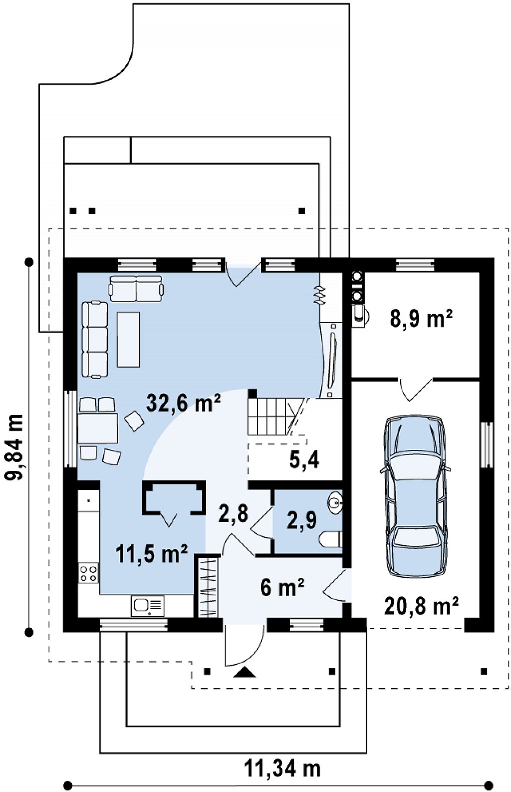 Первый этаж 90,9 м²