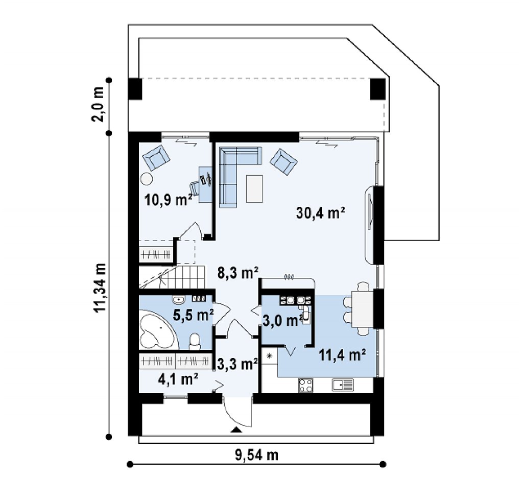 Первый этаж 77,0 м²