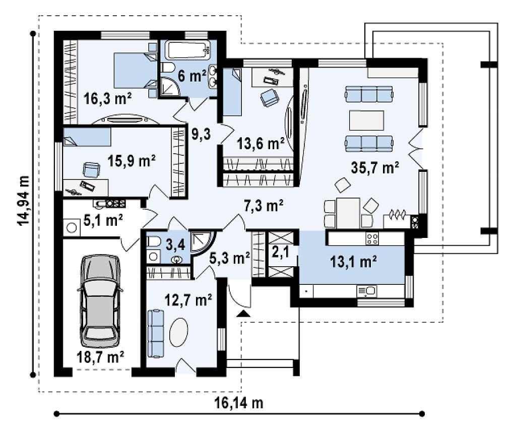 Первый этаж 164,4 м²