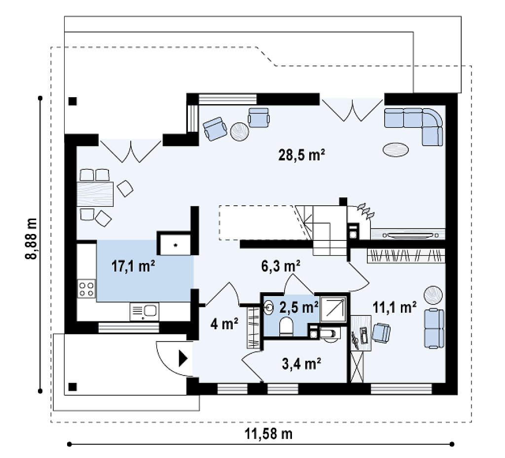 Первый этаж 72,9 м²