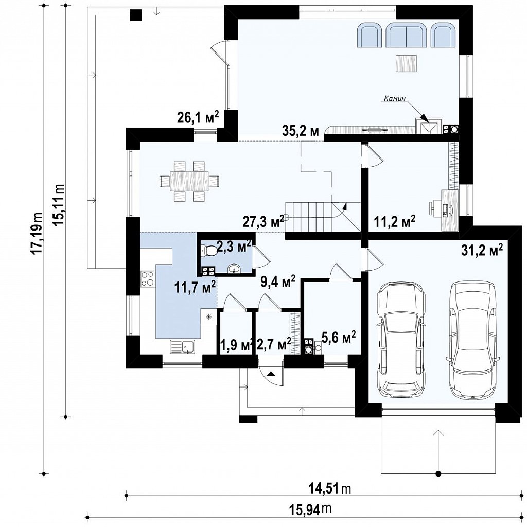 Первый этаж 161,6 м²