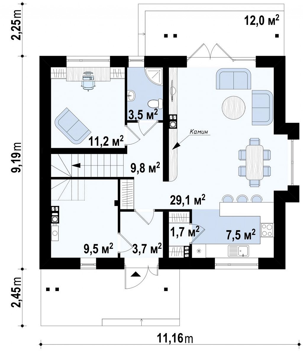 Первый этаж 81,3 м²