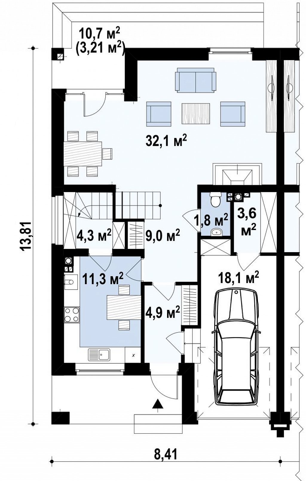 Первый этаж 88,4 м²
